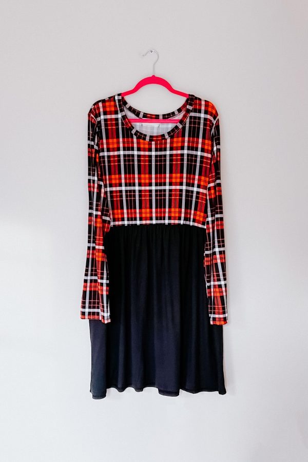 About You Plaid Hacci Babydoll Swing Dress on Sale