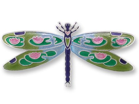 Zarah Dragonfly Montage Lily Pad Pond Enameled Pin Hot on Sale