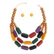 Beaded Necklace Multicolor Geo Wood Bead Set Women Supply