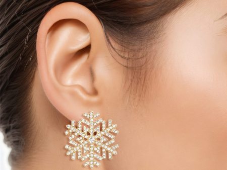 Stud Radiating Snowflake Gold Earrings for Women Hot on Sale