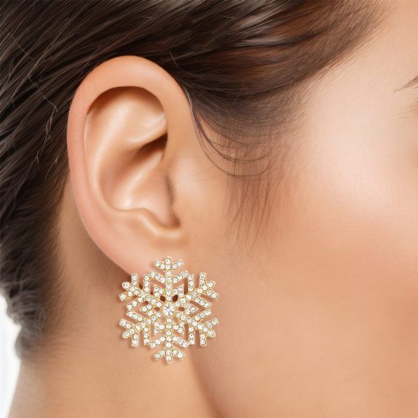 Stud Radiating Snowflake Gold Earrings for Women Hot on Sale