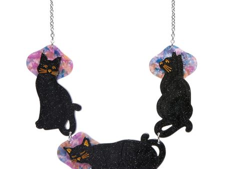 Erstwilder  Le Chat Miaule  Black Cats Necklace with Gift Box Online Sale