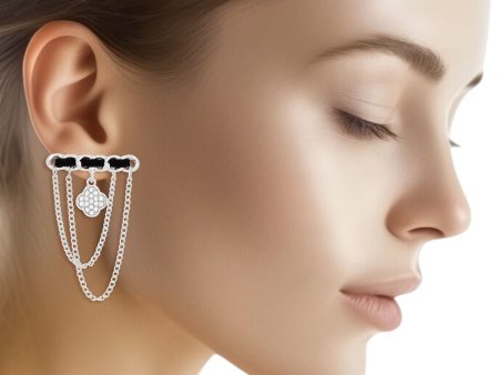 Studs Silver Woven Drape Chain Clover Earrings Cheap