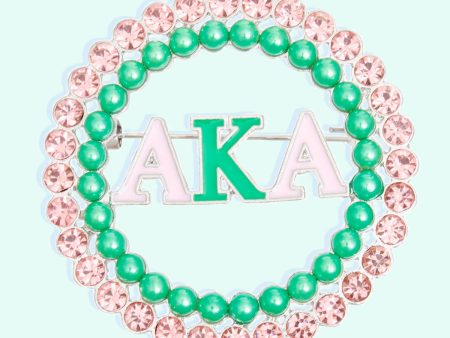 AKA Brooch Pink Green AKA Round Pin Supply