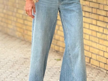 Acid Wash Extra Wide Leg High Waist Long Jeans Online now