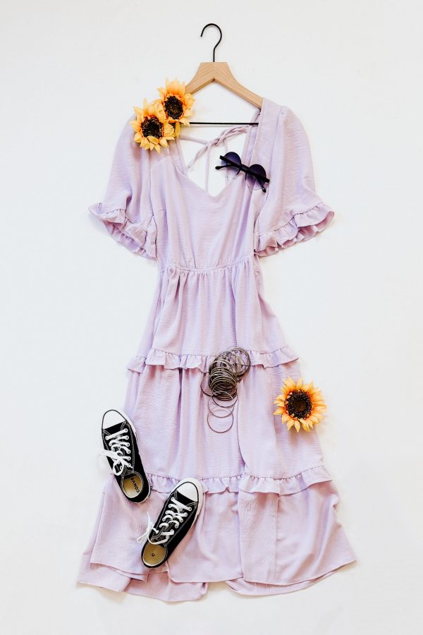 In My Carefree Era Tiered Ruffled Dress Hot on Sale