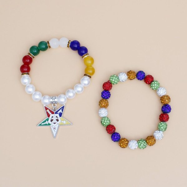 OES Sorority Pearl Ball Bead Star Charm Bracelets For Sale