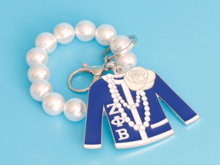 Blue and White Sorority Keychain For Cheap