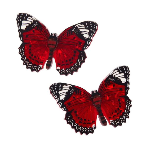 Erstwilder  Wings Laced in Red  Butterfly Hair Clips Set of 2 with Gift Box For Sale