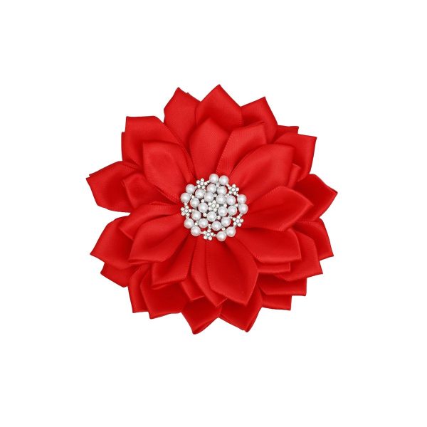 Brooch Red Flower Pearl Clip and Pin for Women Discount