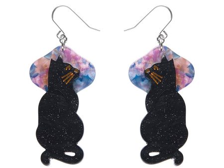 Erstwilder  Le Chat Miaule  Black Cat Drop Pierced Earrings with Gift Box For Discount