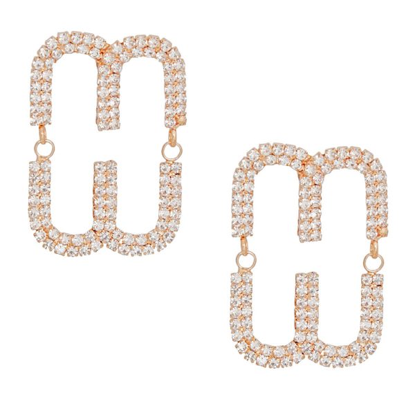 Studs Gold Pave Oval Loop Design Earrings Women on Sale