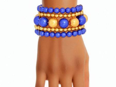 Bracelet Blue Gold Stacked Pearls for Women Online Sale