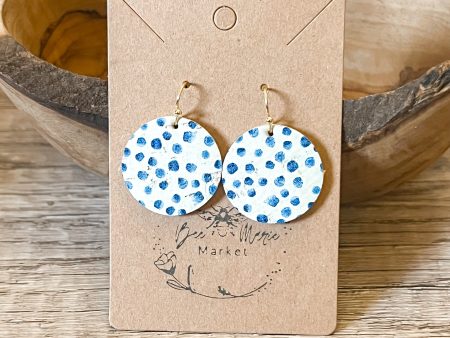 Brittney Blue Polka Dot Round Earrings Supply