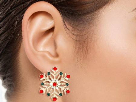 Stud Stellar Snowflake Red Green Earrings Women Online now