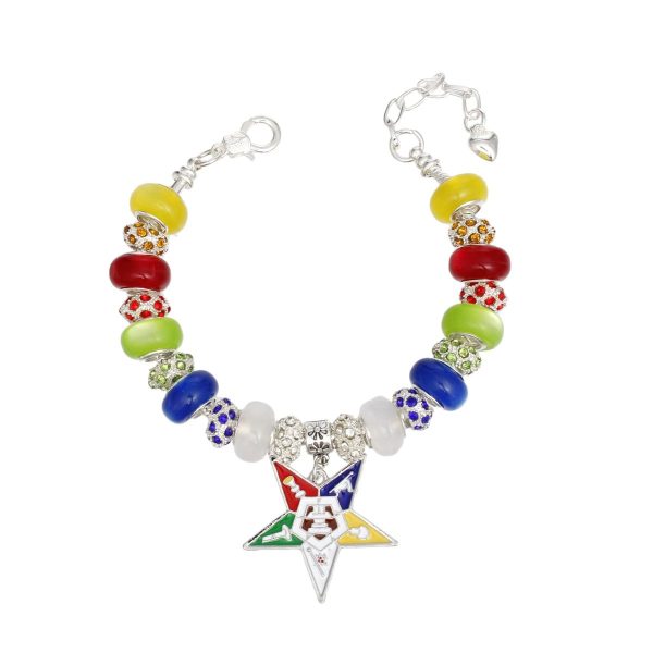 OES Sorority Rondelle Bead Star Charm Bracelet Supply