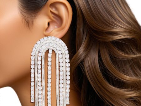 Tassel Large Silver Cascading Arch Earrings Women Cheap