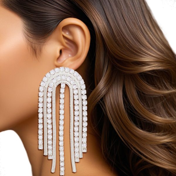 Tassel Large Silver Cascading Arch Earrings Women Cheap