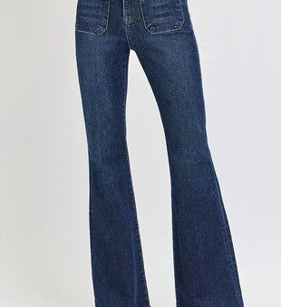 Risen High Rise Flare Front Patch Pocket Jeans For Discount