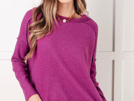 Simply Basic Ribbed Hacci Sweater • Light Plum For Sale