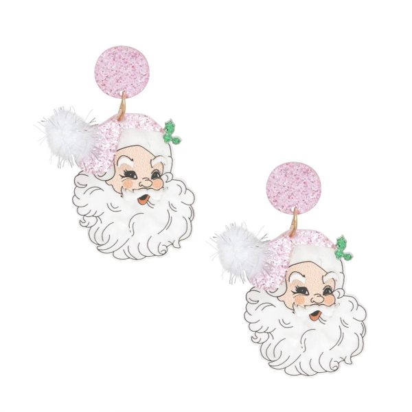 Drop Adorbs Painted Pink Hat Santa Earrings Women Cheap