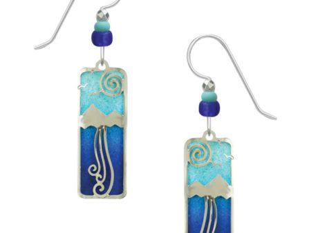 Adajio Mountain & Cloud Scene Overlay Blue Column Pierced Earrings Cheap