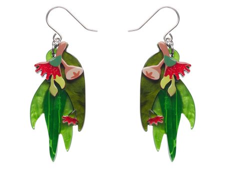 Erstwilder Red Gum Blossom Flowers Drop Pierced Earrings ~Australiana Collection~ on Sale