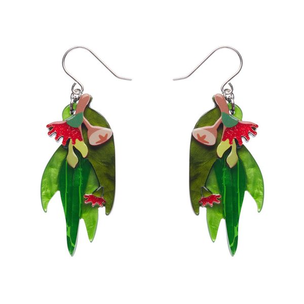 Erstwilder Red Gum Blossom Flowers Drop Pierced Earrings ~Australiana Collection~ on Sale