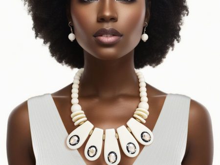 Necklace Vintage Ivory Beaded Bib for Women Discount