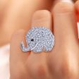 Silver Rhinestone Elephant Ring For Sale