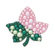 AKA Sorority Pink Green Ivy Leaf Wood Bling Brooch For Sale