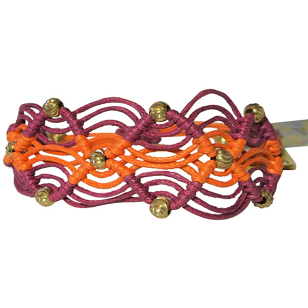 Rose Gonzales  Gigi  Sorbet Collection Woven Bracelet in Burgundy & Orange on Sale