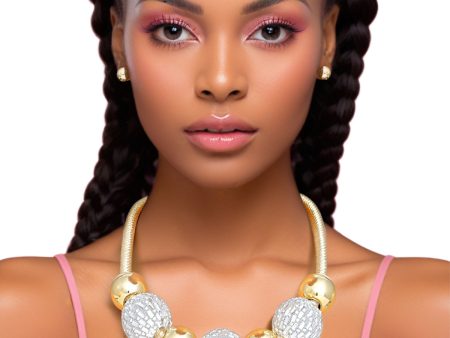 Necklace Gold Mesh Disco Ball Set for Women on Sale