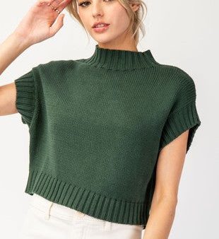 Emerald Mock Neck Cropped Sweater For Sale