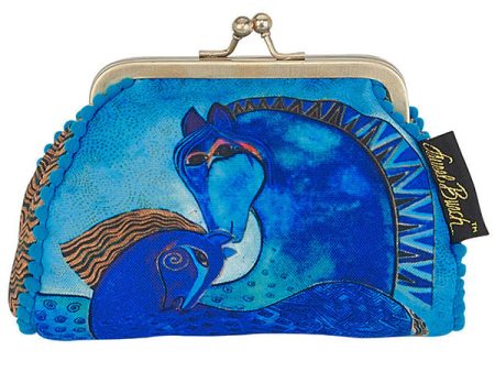 Laurel Burch Teal Mares Horses Kisslock Coin Purse (Blue & Multi-Color) For Cheap