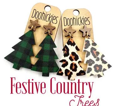 Country Christmas Tree Earrings For Sale