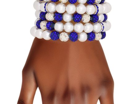 ZPB White Pearl and Bead Memory Wire Bracelet Online