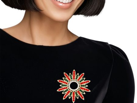 Brooch Celestial Star Red Green Pin for Women Fashion