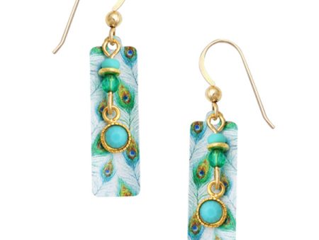 Adajio Peacock Pattern Column Bead Drop Pierced Earrings Fashion