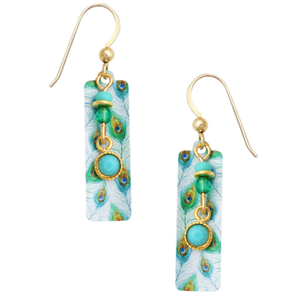 Adajio Peacock Pattern Column Bead Drop Pierced Earrings Fashion