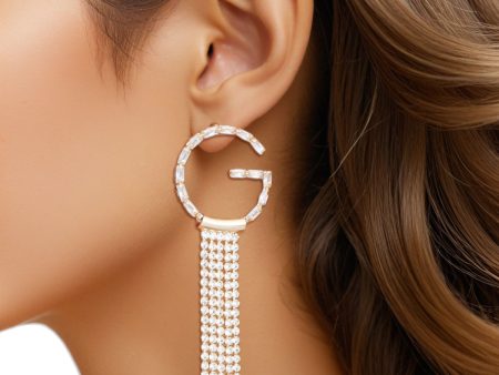 Tassel Gold G Rhinestone Fringe Earrings Women For Cheap