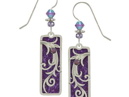 Adajio Purple Column with Climbing Tendrils Overlay Pierced Earrings Hot on Sale