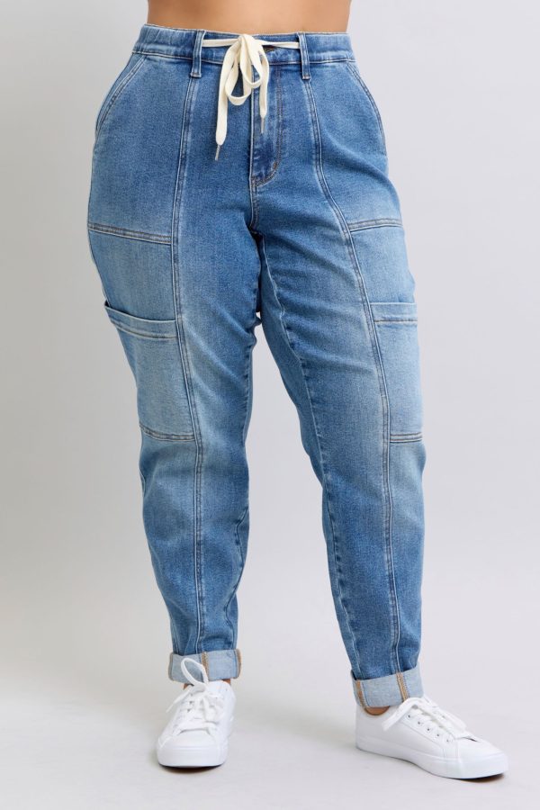 Clayton High Rise Cuffed Cargo Denim Jogger on Sale