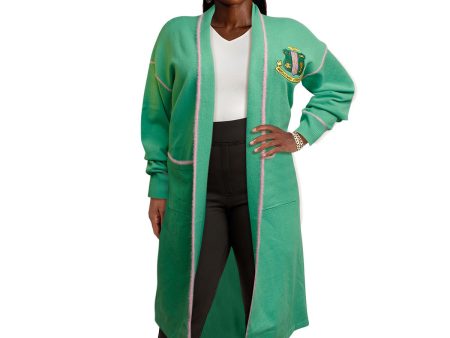 AKA Sorority 3XL Green Long Duster Cardigan on Sale