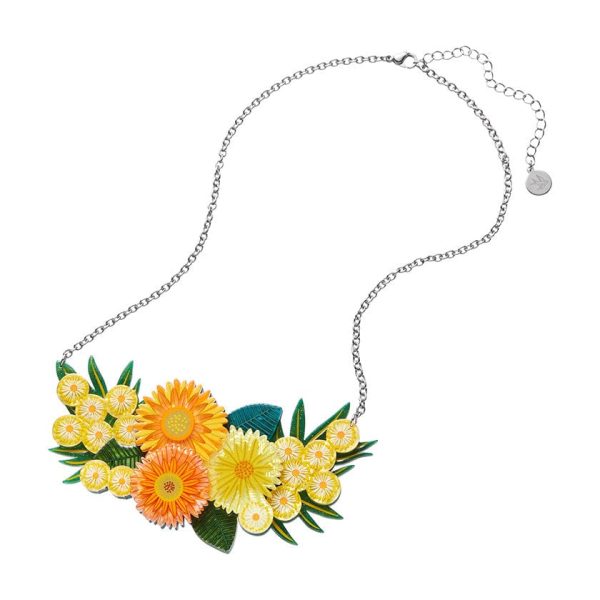 Erstwilder  Yellow Efflorescence  Daisy and Wattle Floral Necklace with Gift Box Sale