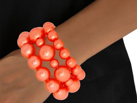 Orange Pearl 3 Pcs Bracelets Discount