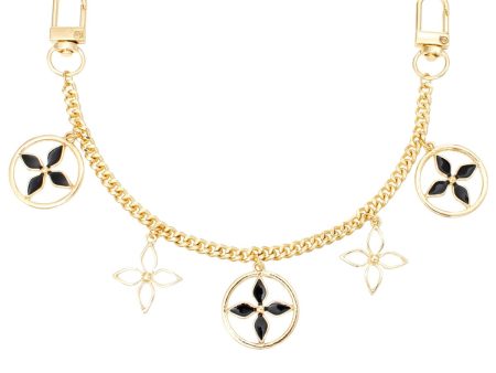 Bag Chain Gold Black Mono Flower Chain for Women For Sale