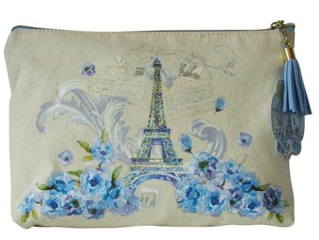 Punch Studio Paris Sparkle Eiffel Tower Canvas Bag Accessory Pouch Cheap