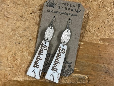 Baseball Script Dangle Earrings Fashion