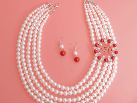 DST Necklace White Pearl Soror Delta Set for Women Cheap